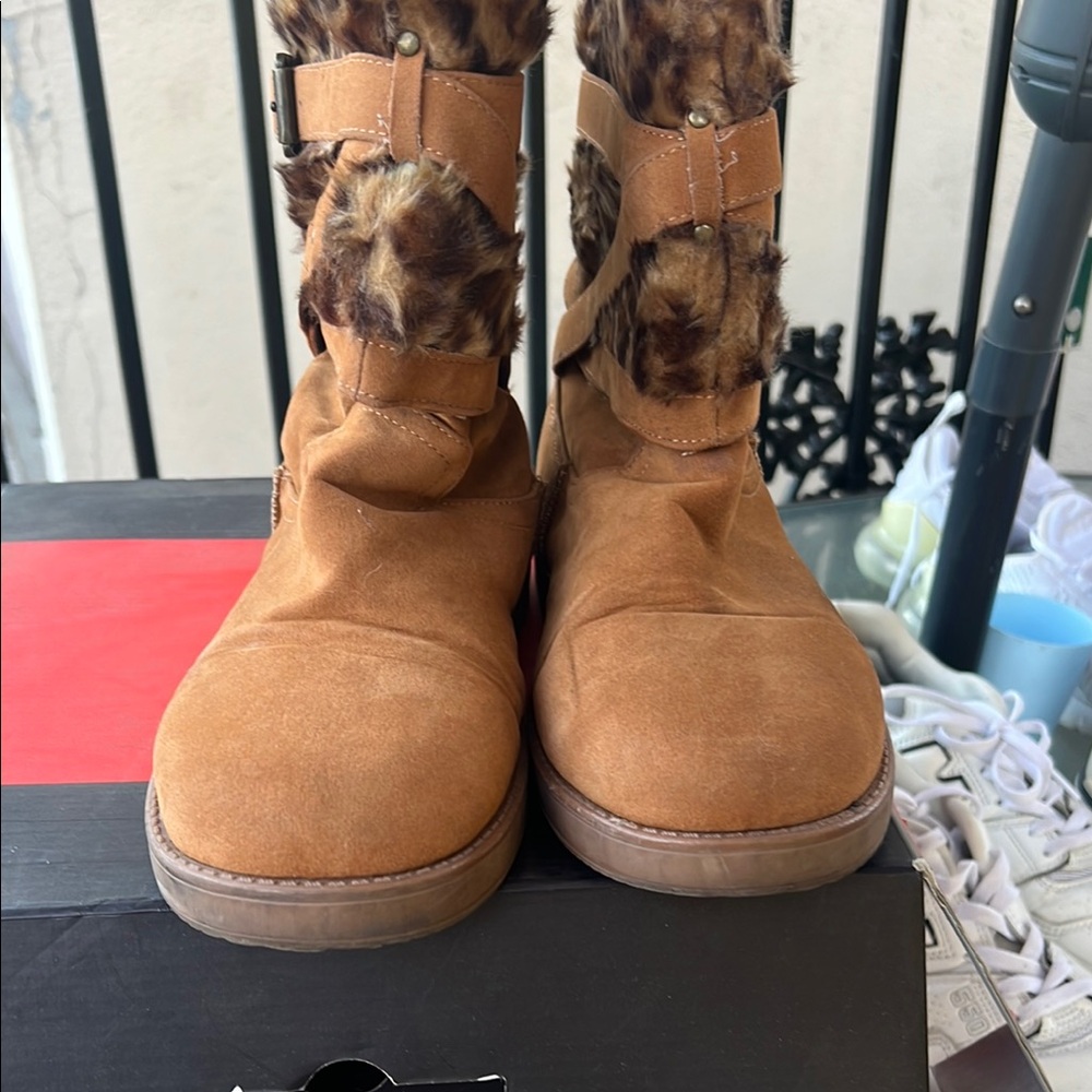 Guess Brown Winter Rain Boots with Suede Exterior